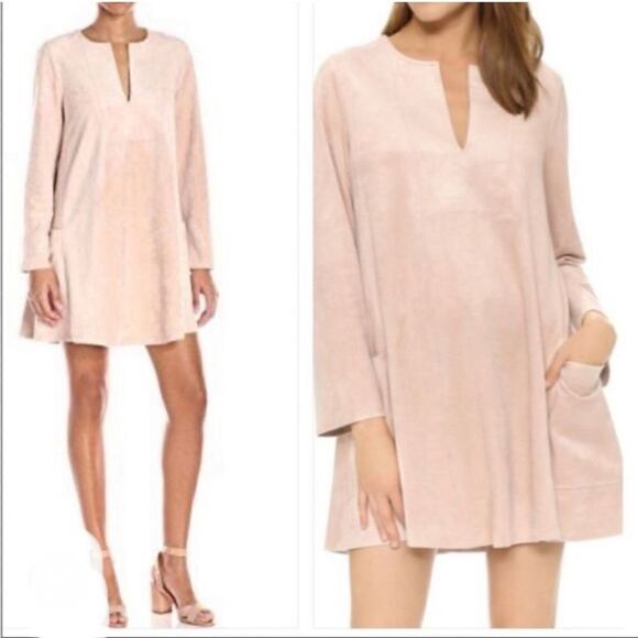 BCBGMAXAZRIA Pale Pink Beritt Faux Suede Dress XS Mini Dress - Picture 10 of 10